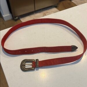 Free People Red Belt with Ornate Buckle